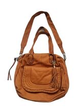 Aimee Kestenberg Soft Leather Handbag Shoulder Bag camel orange tassel c... - $78.21