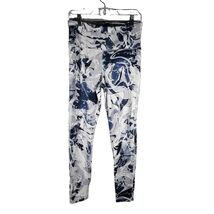 Mono B Women's Soft Athlectic Leggings Waist Pocket Size L Blue White Ab... - $15.84
