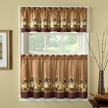 Tuscany Vineyard Wine Bottles, Glasses 3 Piece Window Valance &amp; Tier Sets - NEW - £14.62 GBP