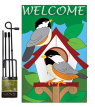 Bird House - Applique Decorative Metal Garden Pole Flag Set GS105030-P2 - £23.82 GBP