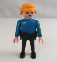 1974 Geobra Playmobile Man Wearing Blue Shirt &amp; Utility Belt 2.75&quot; Toy Figure - £7.74 GBP