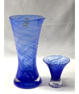 NEW DANSK 21oz Water Pitcher &amp; Cup BLUEBERRY TWIST Blue Crystal - NO HOT... - $28.50