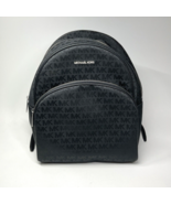 Michael Kors Black Abbey Backpack Large MK Signature Black Silver EUC - $94.00