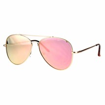 Classic Gold Pilot Sunglasses Pink Mirror Lens Spring Hinge UV400 - £8.71 GBP