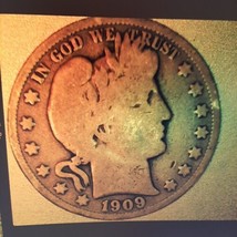 ½ Half Dollar Barber 90% Silver U.S Coin 1909 S San Francisco Mint 50C K... - £32.55 GBP