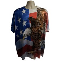 American Flag USA Patriotic All Over Print Shirt 2XL Eagle Freedom Stretch New - £19.77 GBP