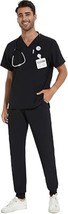 COZYFIT Men Scrubs Set — Stretch V-Neck Scrub Top &amp; Jogger Pant with 8 P... - $428.70 MXN