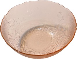 Pink Arcoroc Rosaline Rose Frosted Serving Bowl France Floral Design - £19.65 GBP