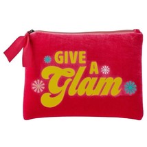 Benefit Cosmetics Give a Glam Makeup Bag Hot Pink Velvet Yellow Flowers ZIpper - £3.34 GBP
