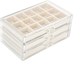 Jewelry Case With 3 Drawers, Adjustable Jewelry Box, Velvet Trays, Grid Size, - £30.35 GBP