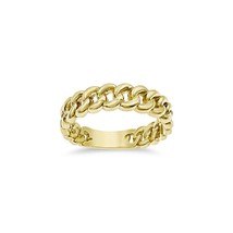 10k Gold Stackable Cuban Link Chain Ring Women Band Size 7 - £229.41 GBP