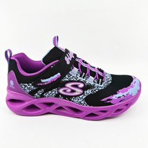 Skechers S Lights Twisty Brights Black Purple Kids Girls Size 4 Sneakers - $39.95