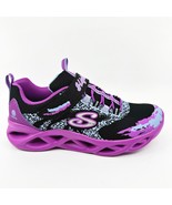 Skechers S Lights Twisty Brights Black Purple Kids Girls Size 4 Sneakers - £31.41 GBP