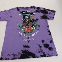 Last Call Co. Men Purple & Black Dyed Short Sleeve "Evil Ways" Graphic T-Shirt M image 3