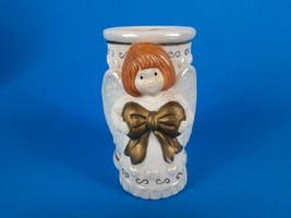 Angel Candle Holder Bud Vase Vintage from 1980&#39;s Ceramic Christmas - £3.90 GBP