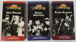 N)The Three 3 Stooges 3 VHS Cassette Tapes Hoi Polloi Dizzy Doctors False Alarms - £3.85 GBP