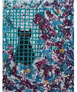 Painting Cat Original Signed Art Black Cat Orange Eyes Abstract Expressi... - $39.79