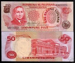 PHILIPPINES 50 PESOS P-163 c X 10 Pcs Lot 1978 OSMENA LEGISLATIVE UNC  - $159.99