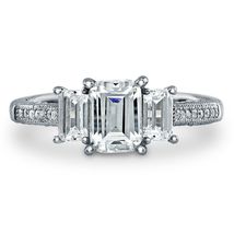 0.60 Carat Emerald Cut Diamond Wedding Engagement Ring 14k White Gold Finish 925 - £75.91 GBP