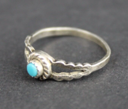 Navajo Ring Sterling Silver &amp; Turquoise Band 925 Size 6 - £32.05 GBP