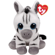 TY Classic Stripes White Zebra Plush Big Blue Glittery Eyes NEW - £19.98 GBP