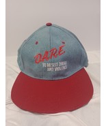 Vintage 1990&#39;s Denim D. A. R. E. Program Hat Red &amp; White Embroidered Adj... - $51.88