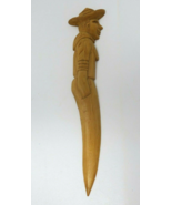 Letter Opener Farmer in Kerchief Large Vintage Handmade Hand Carved  - $15.15