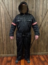 Fieldmaster Vintage Ski Snowsuit Snowmobile Suit Black Winter Size Medium Hooded - £80.17 GBP