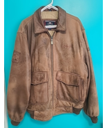 Vintage 90s Y2K Phat Farm mens XL Soft Butter Leather Bomber Jacket  Brown - $199.00