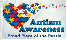 Autism Awareness Flag 3x5 Proud Piece of the Puzzle Cause Flag Awareness... - £14.38 GBP