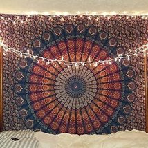 Indian Red Cotton Queen Size Psychedelic Hippie Bohemian Wall Hanging Tapestry - £15.27 GBP