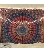 Indian Red Cotton Queen Size Psychedelic Hippie Bohemian Wall Hanging Ta... - $18.99