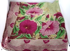  Vintage Floral Magenta Fashion Scarf Vintage Square Hand Rolled Silk - £11.76 GBP