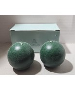 Partylite Frosted Ball Green Candles 3&quot; Pineberry Set Of 2 NIB  - $17.81 CAD