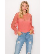 Women&#39;s Lace Trim Shadow Stripe Bodysuit - $17.55 CAD