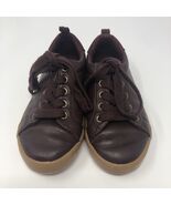 Gymboree Boys Size 11 Burgundy Shoes Formal Tie Lace Look Slip On Stylish - $14.12 CAD