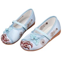Blue - Girls Ballet Flats Chinese Traditional Embroidery Shoes Slip On Shoes(D01 - £32.19 GBP