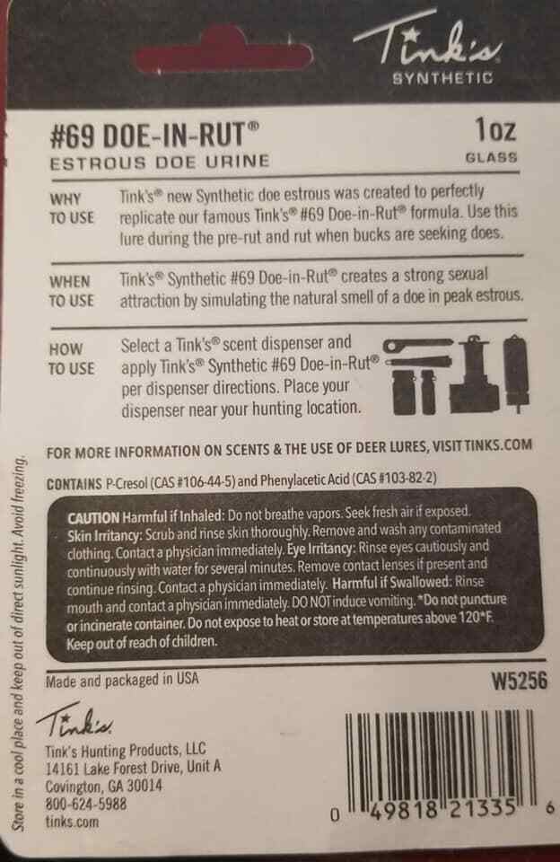 Tink's Synthetic #69 Doe-In-Rut Estrous Doe Urine 1 oz. (LOC 404) Item image 2