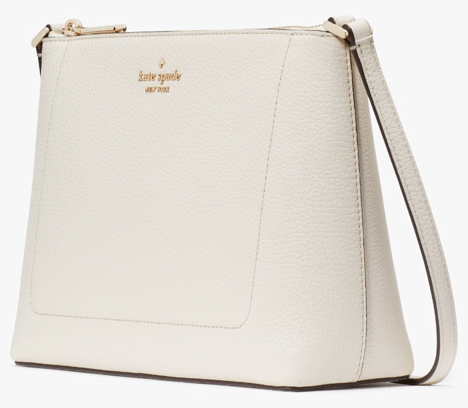 Kate Spade Leila Crossbody Bag Ivory White Pebbled Leather Purse KG464 NWT FS