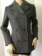 Kenneth Cole Reaction Woman&#39;s Gray Wool Blend Pea Coat (Size 2) - £23.45 GBP