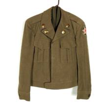 Vtg 1940s US Army Military Ike Eisenhower Wool Jacket w/ Lapel Pins &amp; Tie Sz 36R - £55.27 GBP