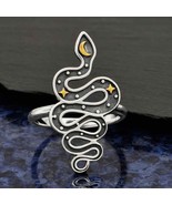 Artisan Celestial Sterling Silver Snake Ring with Bronze Star and Moon Sz 9 - $546.63 MXN Artisan Celestial Sterling Silver Snake Ring with Bronze Star and Moon Sz 9 - $546.63 MXN