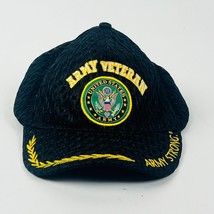 Army Veteran Black Cap With Embroidered Seal &amp; Army Strong - $11.39