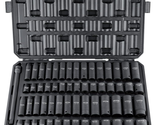 1/2&quot; Drive Impact Socket Set, 65 Piece SAE 3/8&quot; to 1-1/4&quot; and Metric 10-... - $150.87