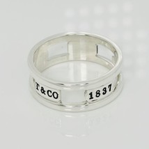 Size 12.5 Tiffany &amp; Co 1837 Cutout Stencil Open Ring Mens Unisex in 925 Silver - £351.62 GBP