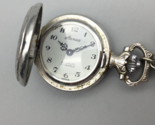 Vtg Arnex Pocket Watch Necklace Women 26mm Silver Tone Swiss Manual Wind... - $44.54