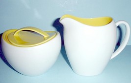 Kate Spade Lenox Summer Circle Sugar Bowl &amp; Creamer Set Yellow/White New... - £38.85 GBP