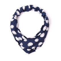 Nollia Ladies Criss Cross Elastic Stretch Headband Navy Blue W Smiley Faces - £8.24 GBP