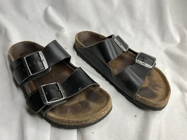 Women&#39;s Birkenstock Arizona Black Amalfi Leather Sandals US 6.5 37 240 - $28.00