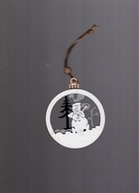 Snowman in Winter Forest Wooden Christmas Tree Ornament - Adjustable Hanger. - £3.13 GBP